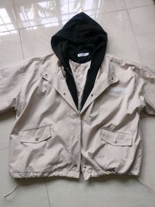 Stylish Beige Hooded Jacket