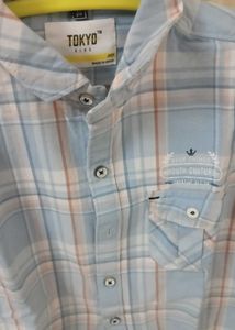 Men's Light Blue Checked Shirt