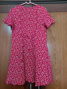 Red Floral Button-Down Dress