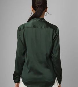 Solid Dark Green Satin Shirt
