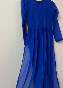Elegant Blue Ethnic nyra cut kurta