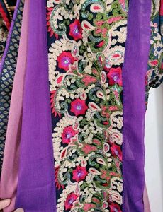 Purple Saree With Blouse Piece