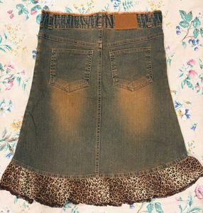 Y2k leopard print ruffled assymetrical skirt