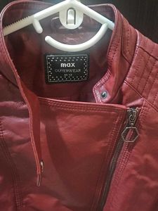 Stylish Burgundy Faux Leather Jacket