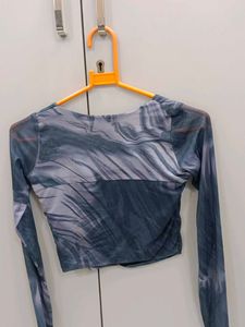 Sheer Marble Print Long Sleeve Top