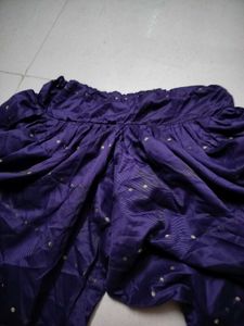Elegant Purple banarsi dhoti frock  with Gold Bord