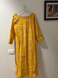 Yellow Printed Kurta