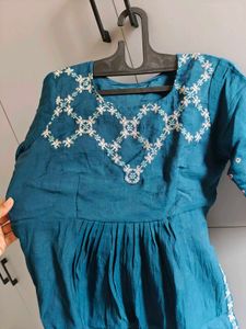 Beautiful Embroidered Teal Kurta