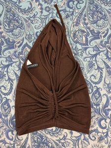 DIVIDED Brown Halter Top