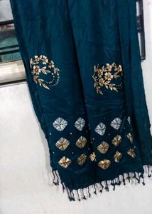 Embellished Teal Dupatta