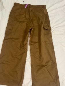 Brown Wide Leg Cargo Pants