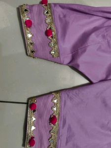 Lavender Kurta Set with Embellishments