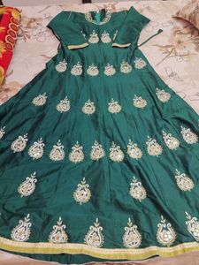Chanderi silk Gown heavy kundan patches