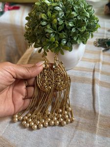 Elegant Gold Pearl Dangle Earrings