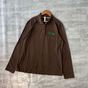 Men's Brown Long Sleeve Polo Shirt