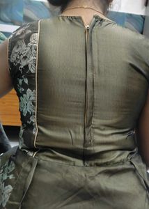 Stylish Olive Green Ethnic Gown