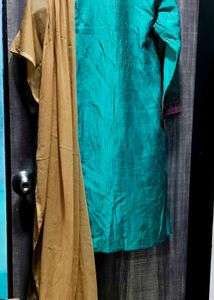 Teal and Onion Pink Suit with mukaish work