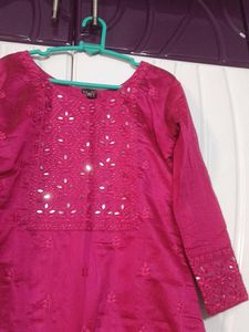 Pink Embroidered Kurta