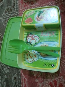 Big Sleek Kids Lunchbox Or Tiffin With Spoon Or Fork