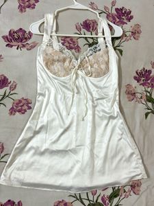 Lace Trim Satin Dress