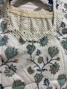blue and white sharara set