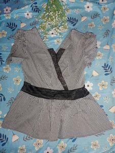Checkered Peplum Top
