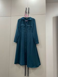Teal Button-Down Shirt Dress