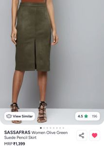 High waist suede slit skirt