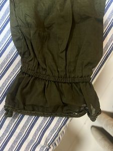 Olive Green Ruffle Blouse