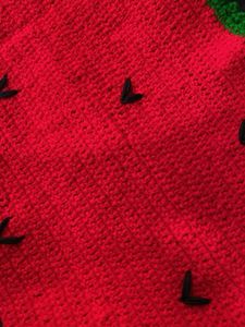 Handmade Knitted Red &amp; Green Pouch