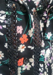 Floral Print Button-Up Blouse