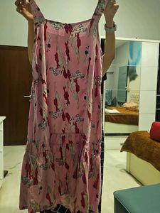 Light Pink Floral Print Midi Dress