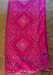 Vibrant Pink Floral Print Saree