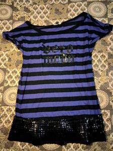 Striped T-Shirt with Sequin Trim