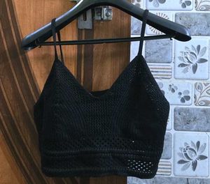 Black Crochet Crop Top