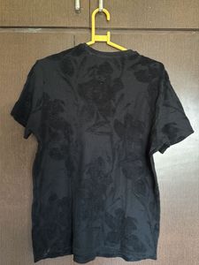 Men's Black Floral Print T-Shirt