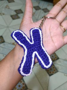 Handmade Crocheted Letter K Keychain