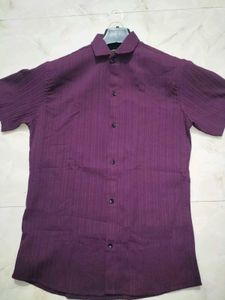 Stylish Men's Purple Striped Short Sleeve Shirt