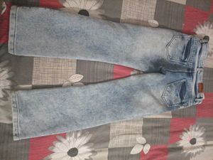 Stylish Acid Wash Wide Leg Jeans
