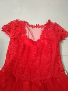 Red Lace &amp; Tulle Gown