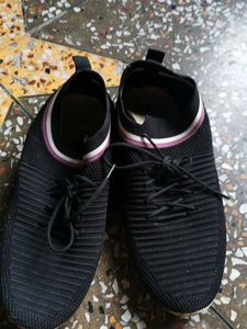 Black Knit Slip-On Sneakers