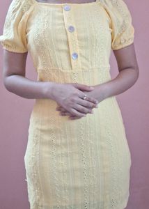 Lemon Yellow Eyelet Dress