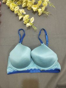 Light Blue Padded Lace Trim Bra💥