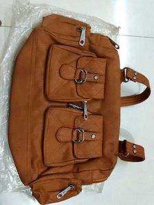 Brown Faux Leather Backpack