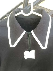 Cropped Black Collared Sweatshirt