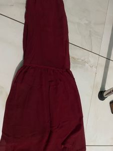 Maroon &amp; Gold Embroidered kurta plazo