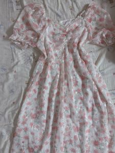Chic Floral Print Puff Sleeve Dress