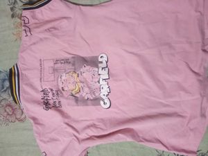 Cute Pink Garfield Button-Up Shirt
