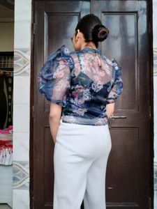Floral Print Puff Sleeve Top