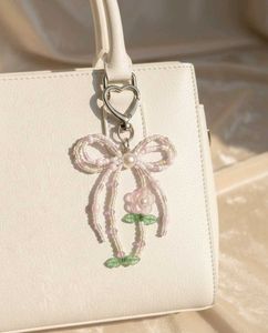 y2k Beaded Bow &amp; Rose bag charm